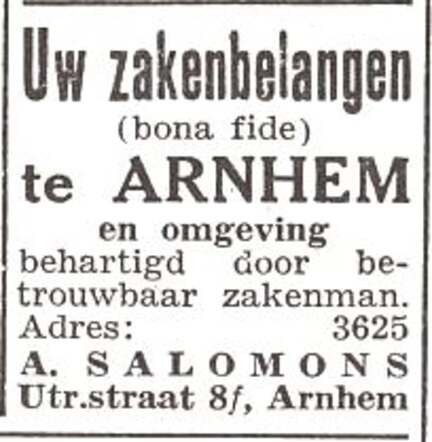 Advertentie van Abraham Salomons