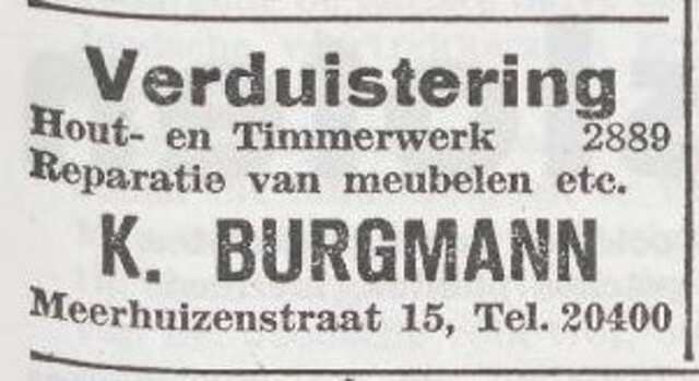 Advertentie van Kurt Burgmann