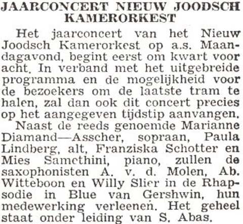 Saxofonist Wilhelm Slier speelt mee bij het jaarconcert
