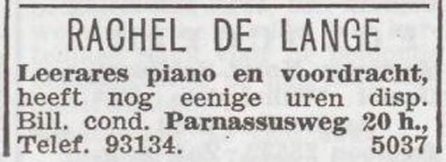Advertentie van Rachel de Lange