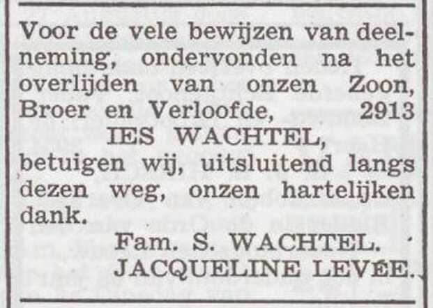 Dankbetuiging van het gezin Wachtel