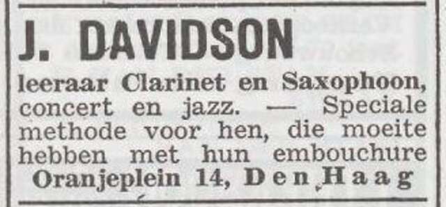 Advertentie van musicus Jacob Davidson