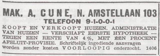 Advertentie van makelaar Abraham Cune