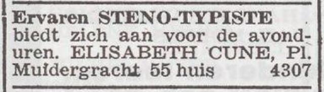 Advertentie 'personeel aangeboden' van Elisabeth Cune