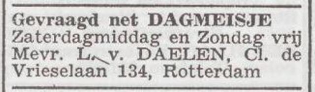 Advertentie 'personeel gevraagd' van Lena van Daelen-Coltof