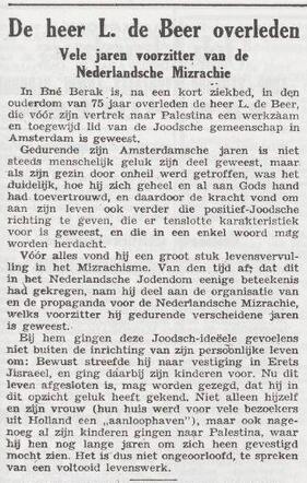 In Memoriam Leonard de Beer