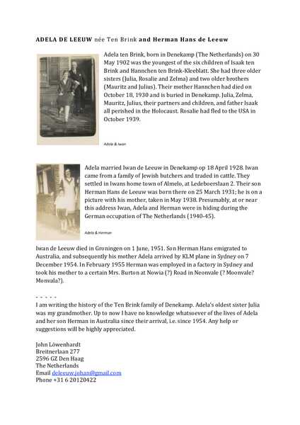 ADELA and HERMAN de LEEUW