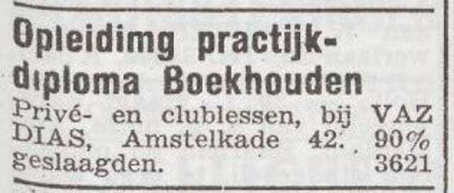 Advertentie van Mordechai Vaz Dias