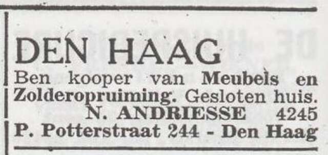 Advertentie van Natan Andriesse
