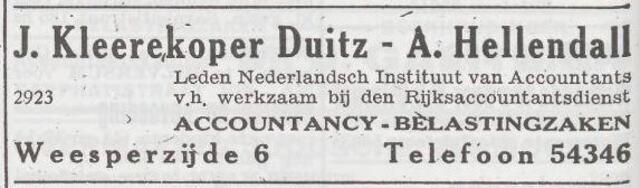 Advertentie van Joseph Duitz
