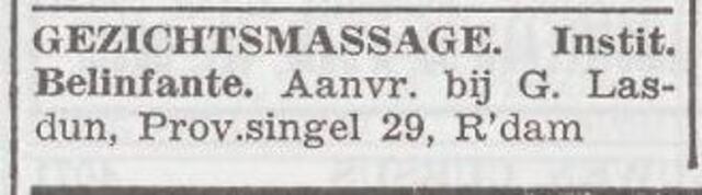 Advertentie van Gertrud Lasdun