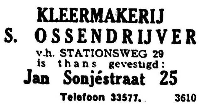 Advertentie van Simon Ossendrijver -  Rotterdamsch Nieuwsblad 25 juni 1940 blz. 7.