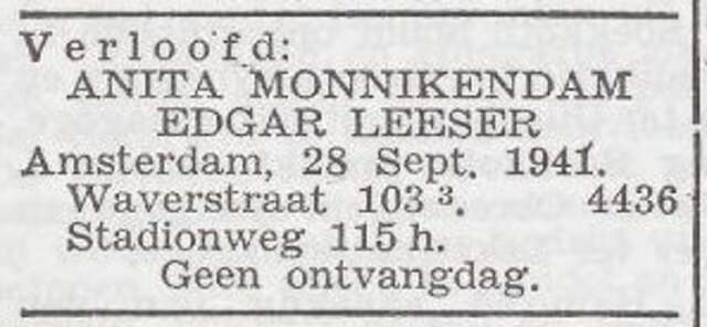 Verloving van Anita Monnikendam en Edgar Leeser