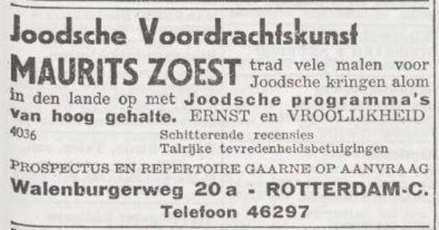 Advertentie van Mauritz Simon Zoest