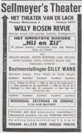 Advertentie over de Willy Rosen Revue "Hij en Zij"