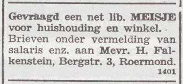 Advertentie van Mietje Falkenstein-van der Sluis