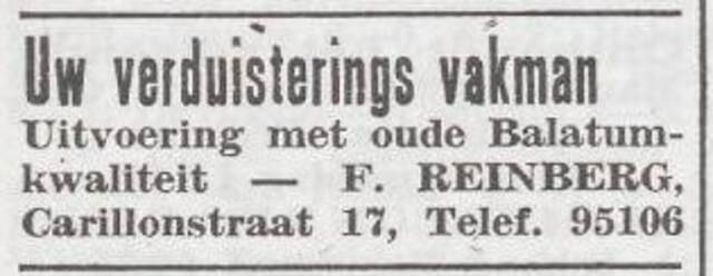 Advertentie van Felix Reinberg