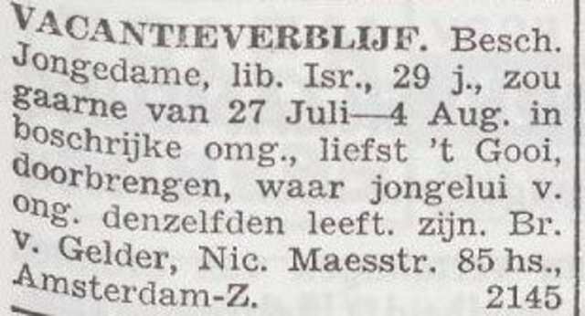 Advertentie van Renée Florentine van Gelder