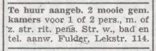 Advertentie 'te huur aangeboden' van Salomon Fulder