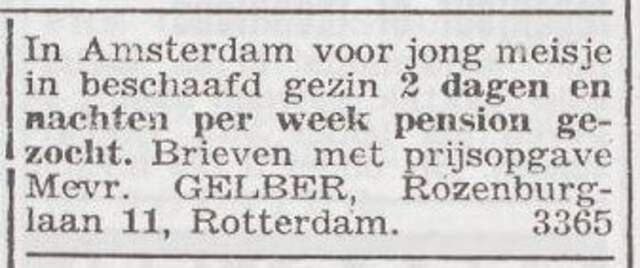 Advertentie van Elise Gelber-Dannenbaum
