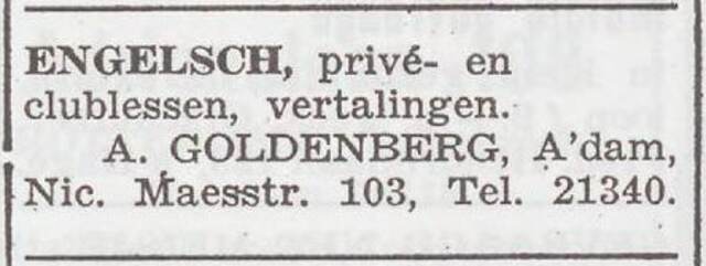 Advertentie van Arthur Goldenberg