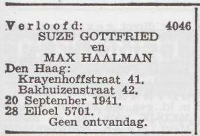 Aankondiging van de verloving van Sara Gottfried en Marcus Haalman