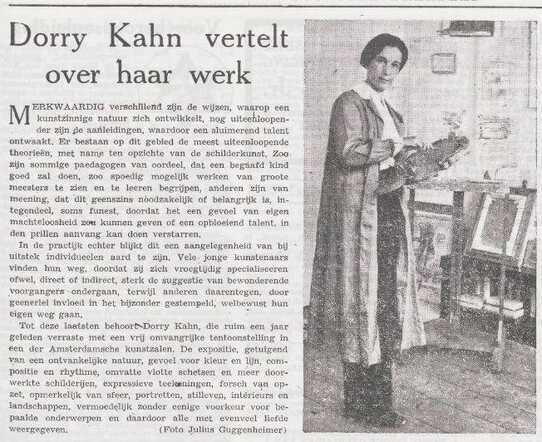Foto van Julius Guggenheimer bij artikel over kunstenares Dorry Kahn