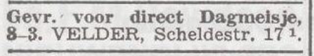 Advertentie van het gezin Hersch Felder