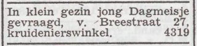 Advertentie 'personeel gevraagd' van Hersz Krzywanowski