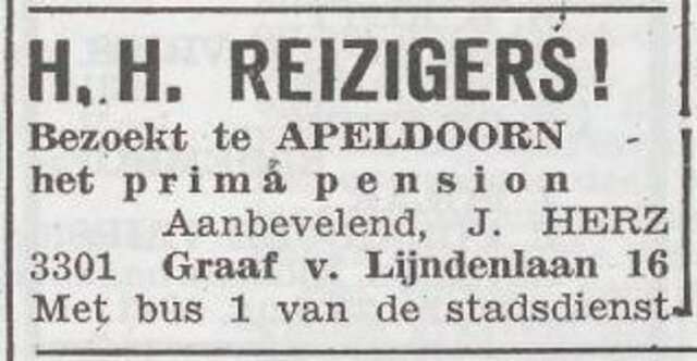 Advertentie van het gezin Jesaias Herz