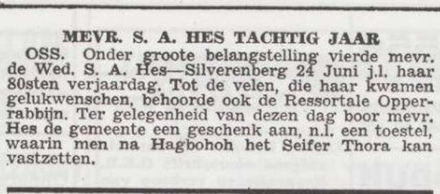 Viering 80ste verjaardag van Rosina Hes-Zilverberg