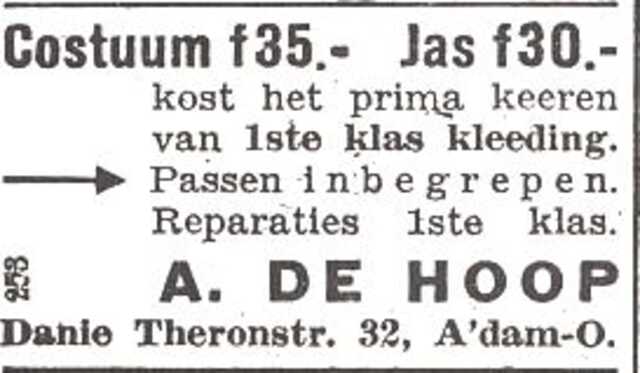 Advertentie van Abraham de Hoop