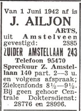 Advertentie van de arts Jacob Ailjon