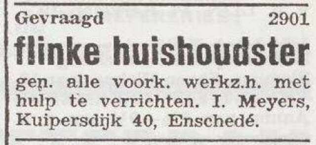 Advertentie van Isidoor Meijers