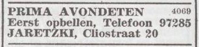 Advertentie van Gerhard Jaretzki