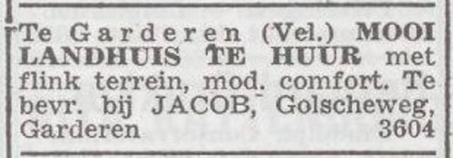 Advertentie 'te huur aangeboden' van Jakob Jakob