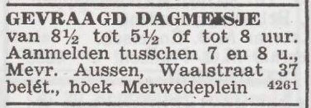 Advertentie 'personeel gevraagd' van Johanna Aussen-Mok