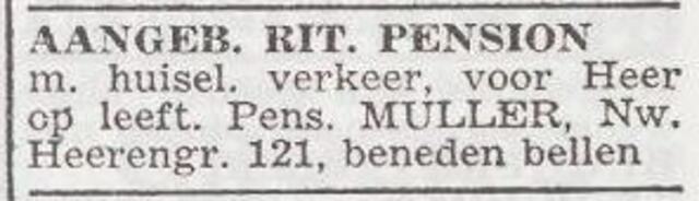 Advertentie 'te huur aangeboden' van Kaatje Muller-Davids