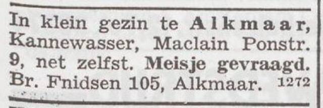 Advertentie van het gezin Leon Salomon Kannewasser