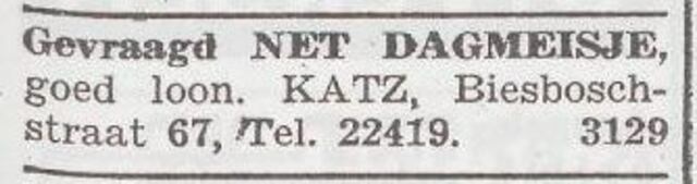 Advertentie van Margot Katz-Moser