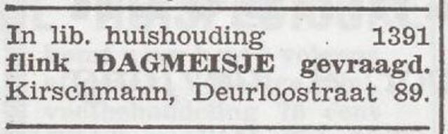 Advertentie van het gezin Helmut Kirschmann