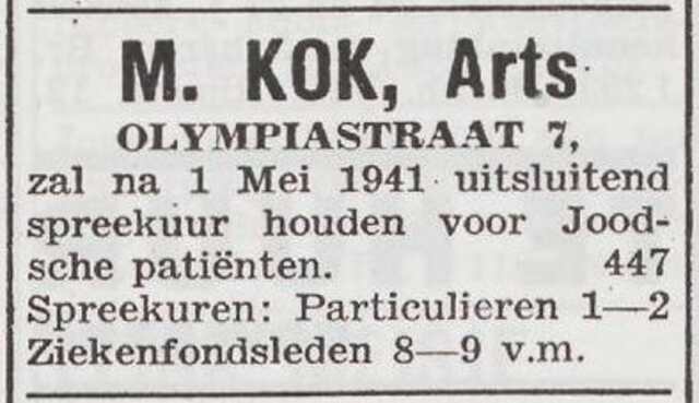 Advertentie van de arts Marcus Kok