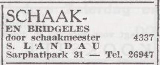 Advertentie van Samuel Landau