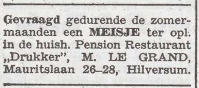 Advertentie van Mozes Le Grand