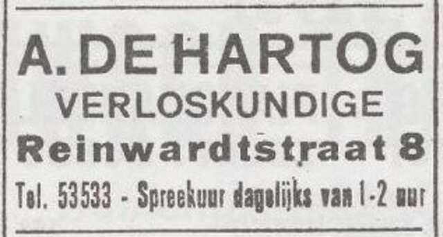 Advertentie van vroedvrouw Aleida de Hartog