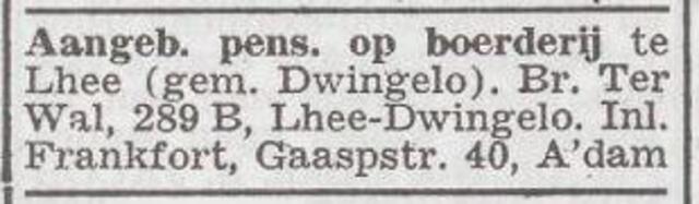 Advertentie 'te huur aangeboden' van Leman Frankfort