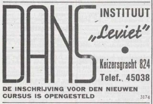 Advertentie van dansschool 'Leviet'