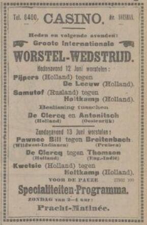 Alexander Kwetsie Internationale worstel-wedstrijd in het Casino juni 1915