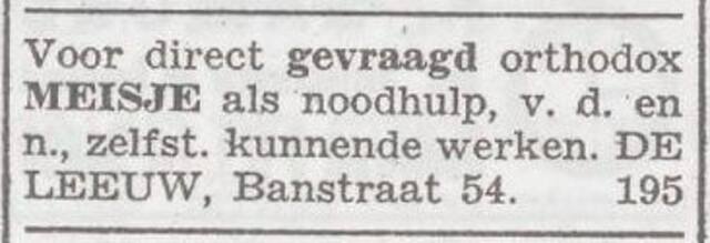 Advertentie van het gezin de Leeuw