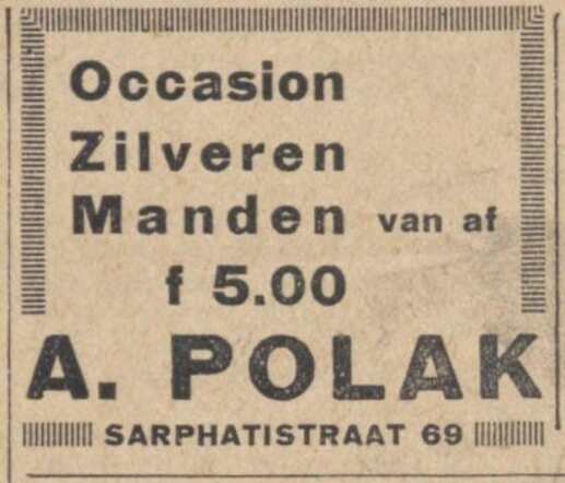 Algemeen Handelsblad 16 oktober 1931, av.ed. pag. 8.  Abraham Polak.